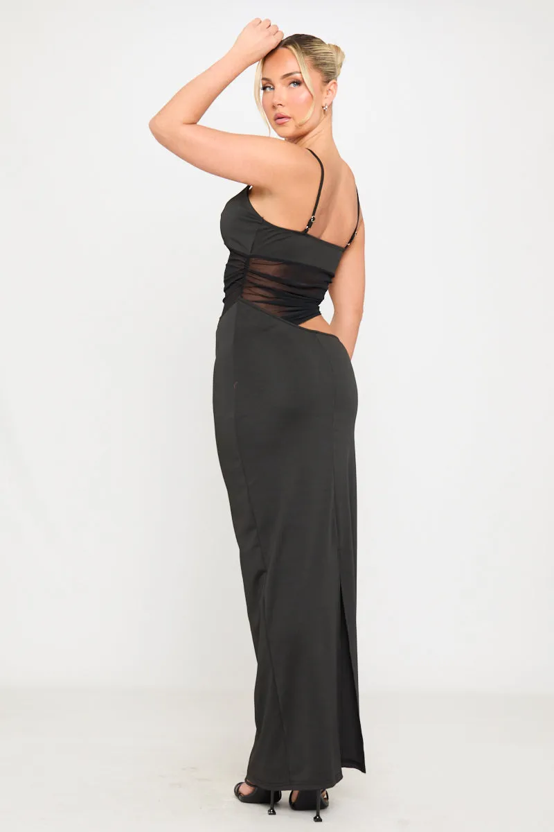 Black Plunge Mesh Cut Out Strappy Maxi Dress sold by Nothingbutstyle product image thumbnail 4