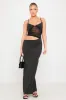 Black Plunge Mesh Cut Out Strappy Maxi Dress sold by Nothingbutstyle