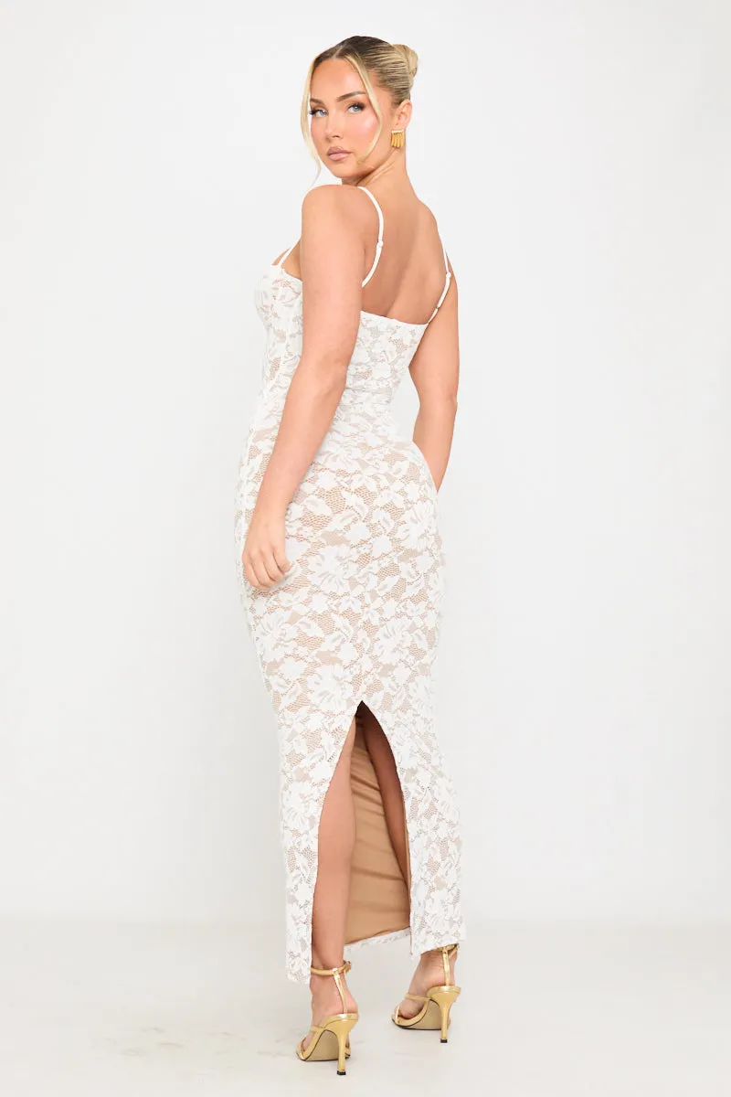 White Lace Floral Embroidered Sleeveless Maxi Dress sold by Nothingbutstyle product image thumbnail 4