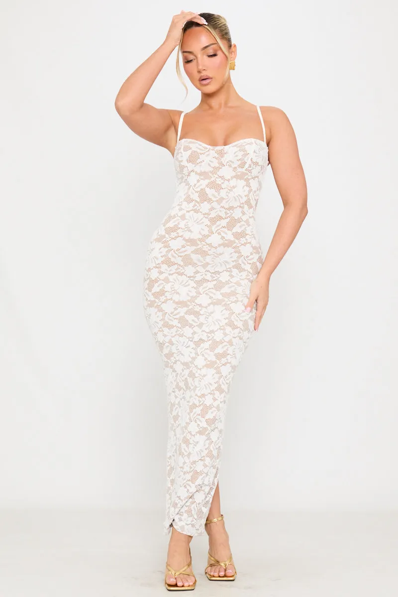White Lace Floral Embroidered Sleeveless Maxi Dress sold by Nothingbutstyle
