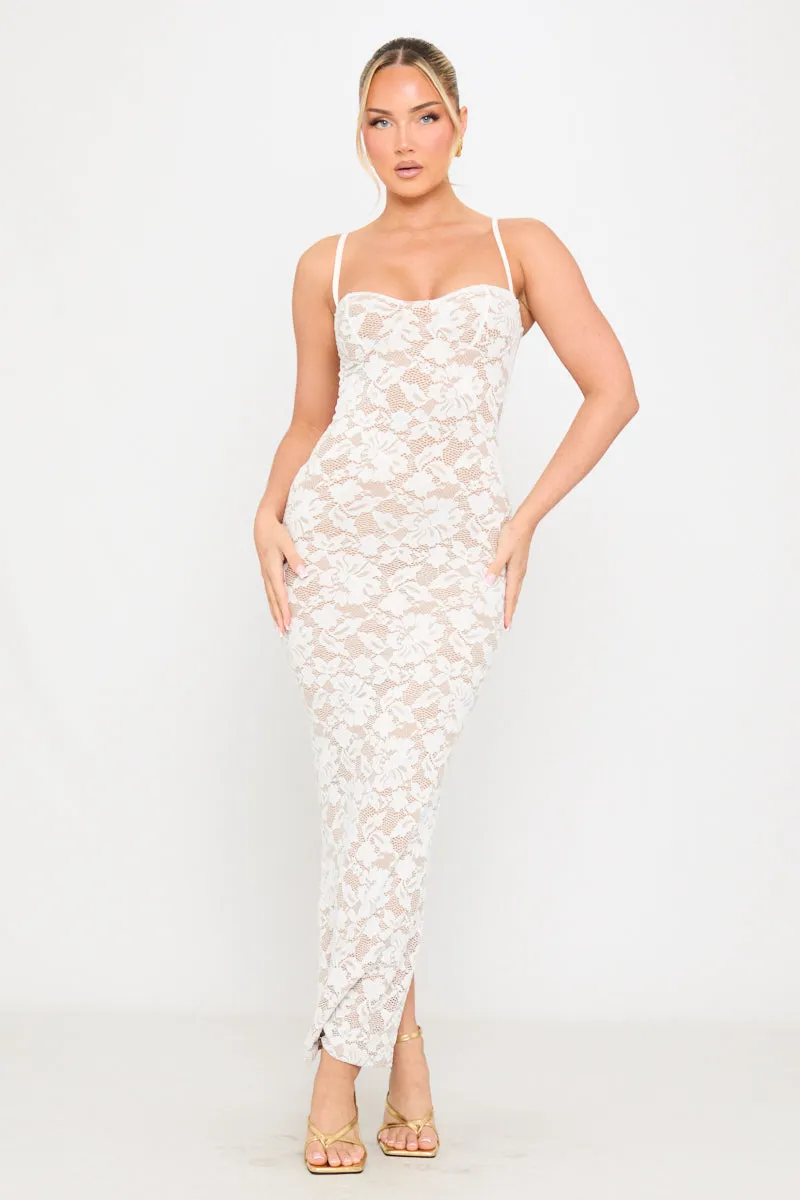 White Lace Floral Embroidered Sleeveless Maxi Dress sold by Nothingbutstyle product image thumbnail 2