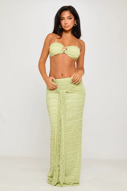 Lime Green Seashell Detail Top & Draped Maxi Skirt Co-Ord sold by Nothingbutstyle