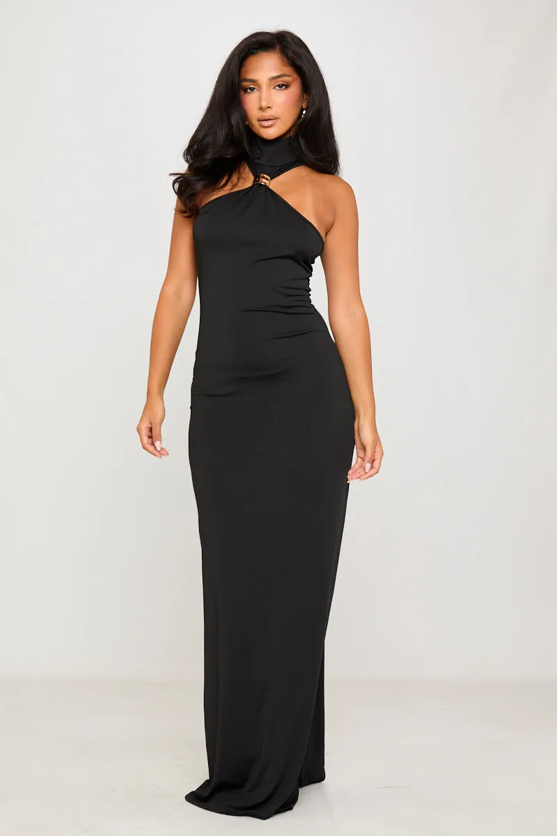 Black Halter High Neck Embellished Detail Maxi Dress sold by Nothingbutstyle product image thumbnail 3