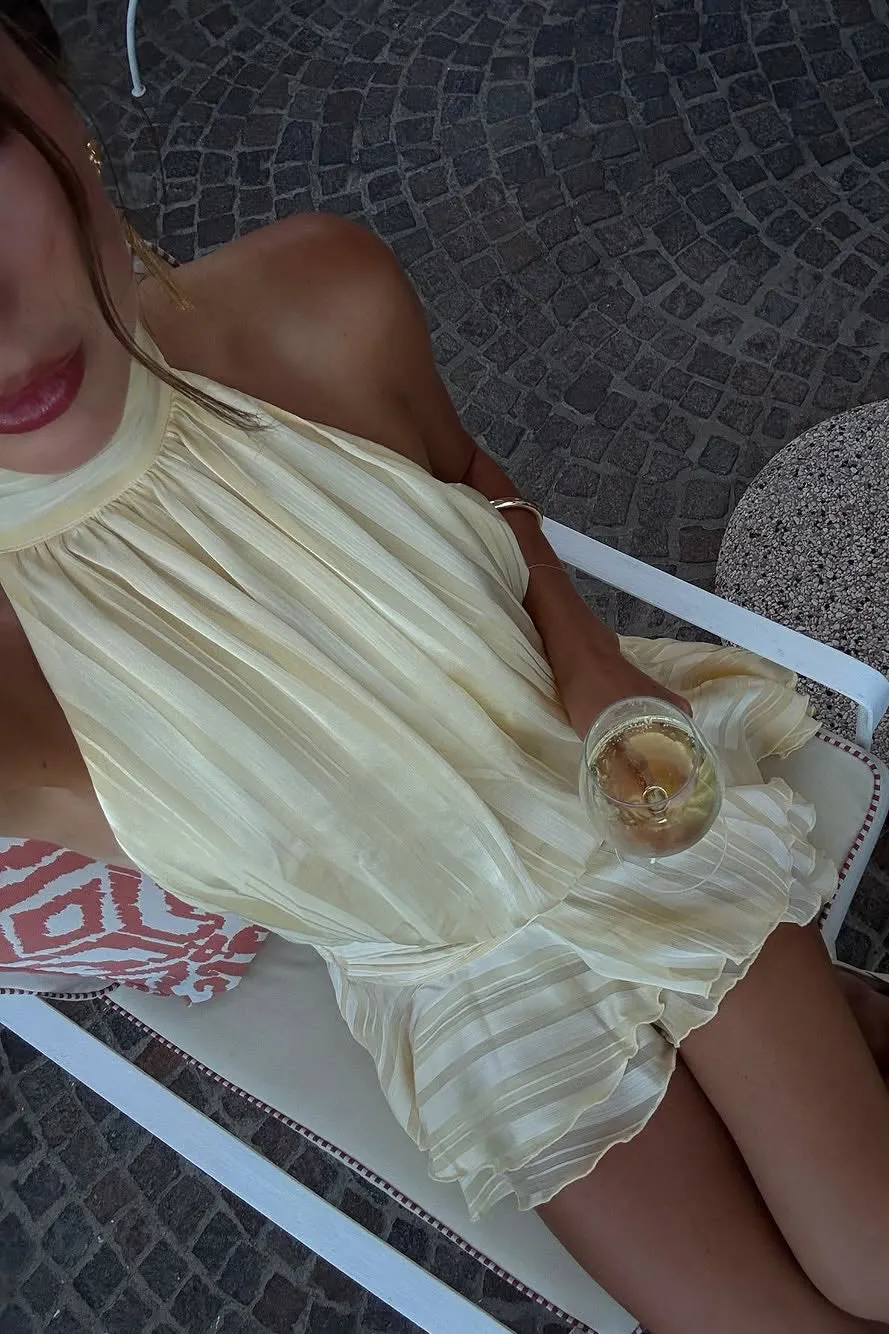 Cream Chiffon Halter Neck Tiered Mini Dress sold by Nothingbutstyle product image thumbnail 5