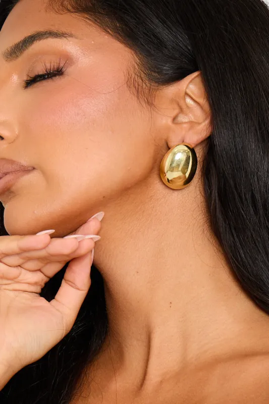 Gold Chunky Oval Earrings sold by Nothingbutstyle