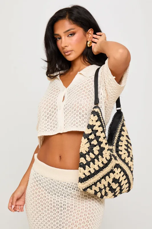 Black Straw Woven Tote Bag sold by Nothingbutstyle