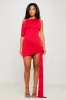 Red One Shoulder Asymmetric Draped Mini Dress sold by Nothingbutstyle