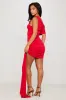 Red One Shoulder Asymmetric Draped Mini Dress sold by Nothingbutstyle