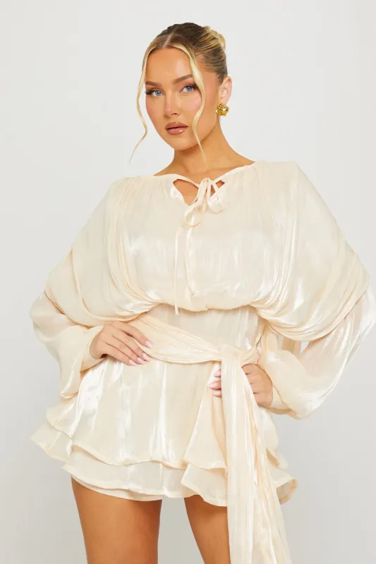Ivory Fully Pleated Ruffle Mini Dress sold by Nothingbutstyle