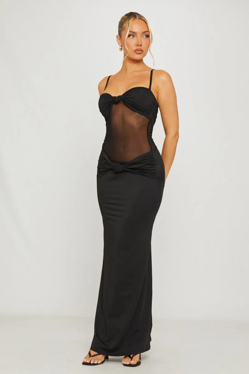 Black Twist Detail Sheer Panel Maxi Dress sold by Nothingbutstyle product image thumbnail 2