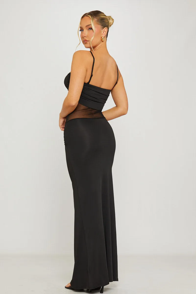Black Twist Detail Sheer Panel Maxi Dress sold by Nothingbutstyle product image thumbnail 4
