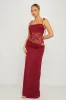 Burgundy Lace Detail Shoulder Tie Maxi Dress sold by Nothingbutstyle