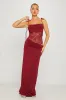 Burgundy Lace Detail Shoulder Tie Maxi Dress sold by Nothingbutstyle