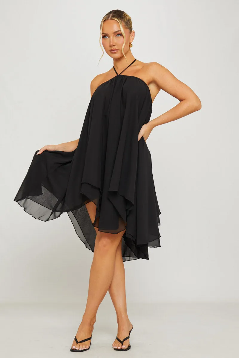 Black Chiffon Halter Asymmetric Mini Dress sold by Nothingbutstyle product image thumbnail 2