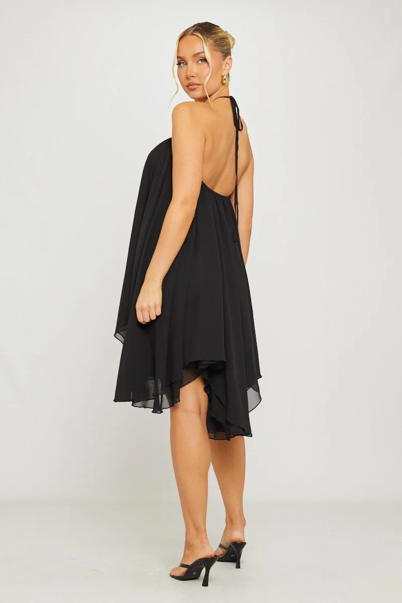 Black Chiffon Halter Asymmetric Mini Dress sold by Nothingbutstyle product image thumbnail 3