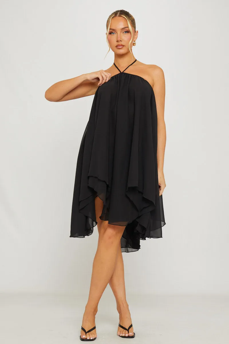 Black Chiffon Halter Asymmetric Mini Dress sold by Nothingbutstyle product image thumbnail 4
