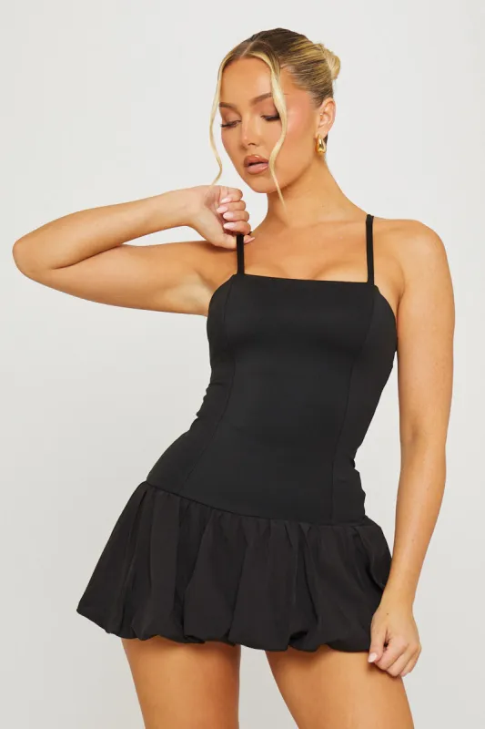 Black Premium Square Neck Drop Waist Mini Dress sold by Nothingbutstyle