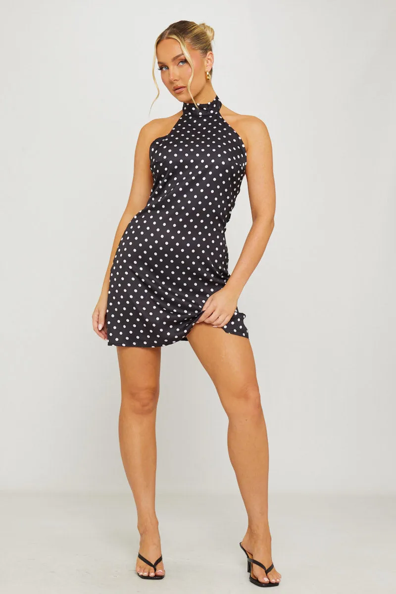 Black Polka Dot Halterneck Open Back Mini Dress sold by Nothingbutstyle product image thumbnail 4