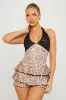 Leopard Print Lace Ruffle Detail Halter Mini Dress sold by Nothingbutstyle