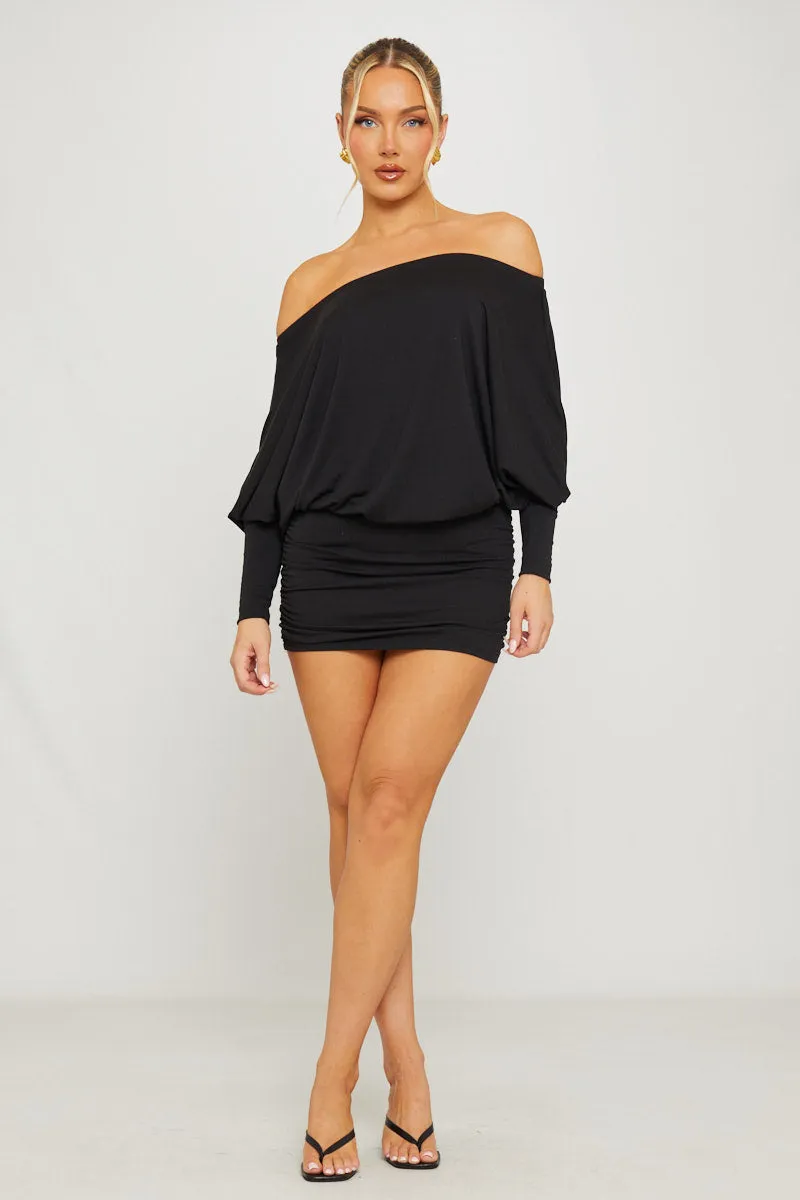 Black Off Shoulder Ruched Batwing Top sold by Nothingbutstyle product image thumbnail 2