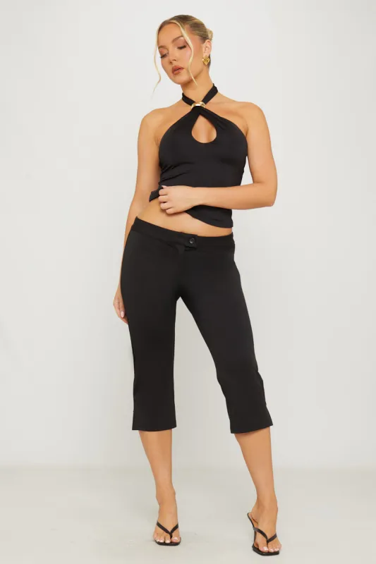 Black Low Rise Button Up Capri Pants sold by Nothingbutstyle
