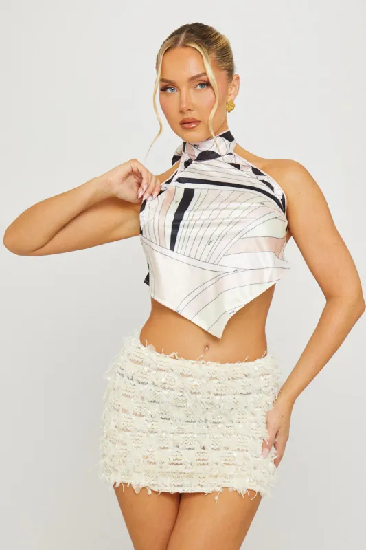 Nude Iride Silk Twill High Neck Crop Top sold by Nothingbutstyle