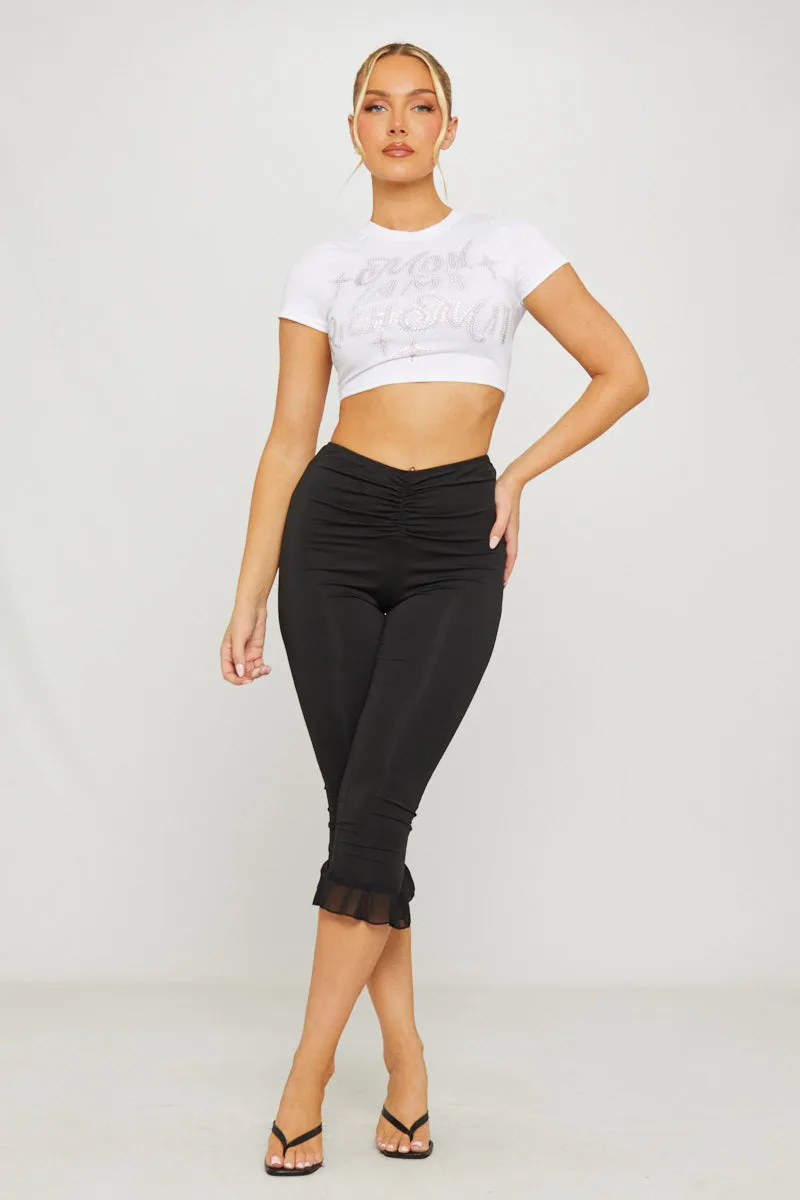 White Slogan Embellished Short Sleeve Crop Top sold by Nothingbutstyle product image thumbnail 2