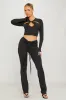 Black Cut Out Detail Long Sleeve Crop Top sold by Nothingbutstyle
