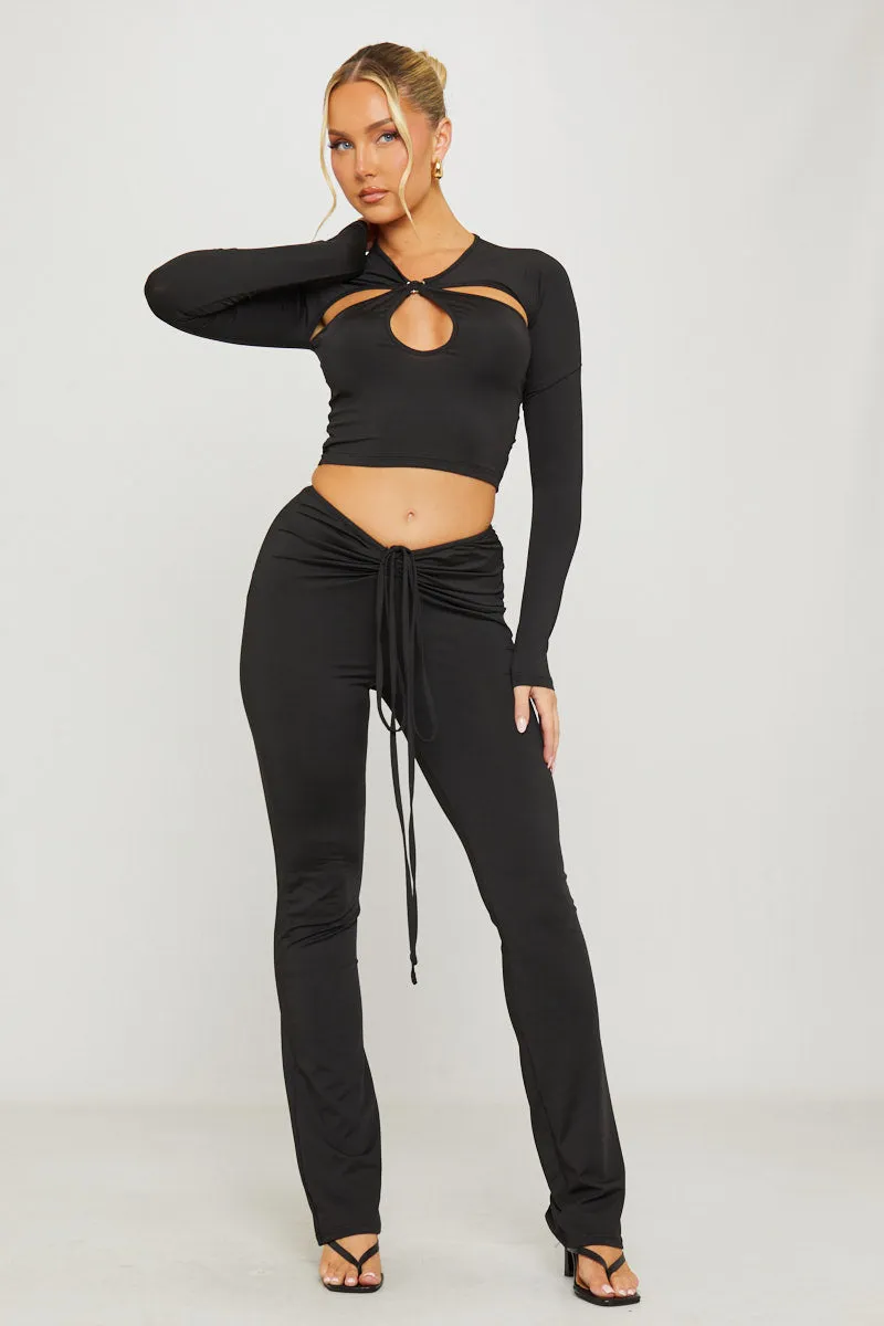 Black Cut Out Detail Long Sleeve Crop Top sold by Nothingbutstyle product image thumbnail 3