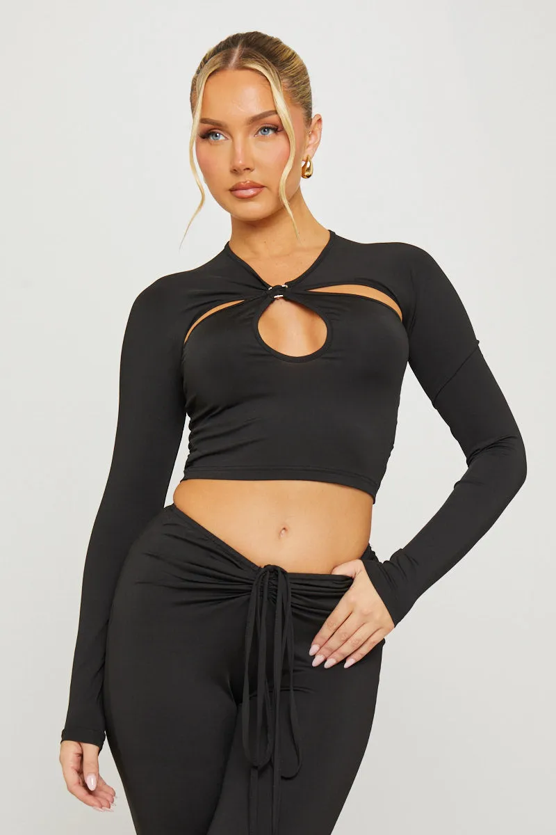 Black Cut Out Detail Long Sleeve Crop Top sold by Nothingbutstyle product image thumbnail 4