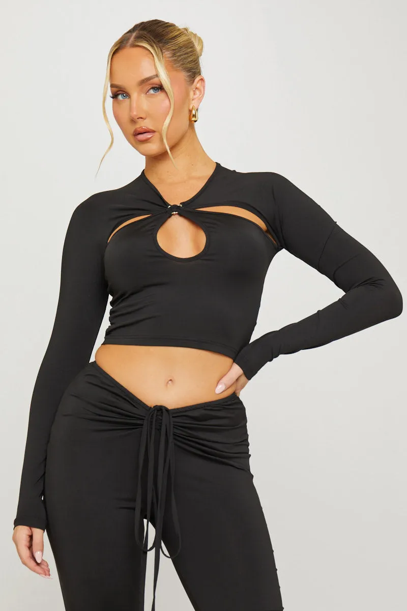 Black Cut Out Detail Long Sleeve Crop Top sold by Nothingbutstyle