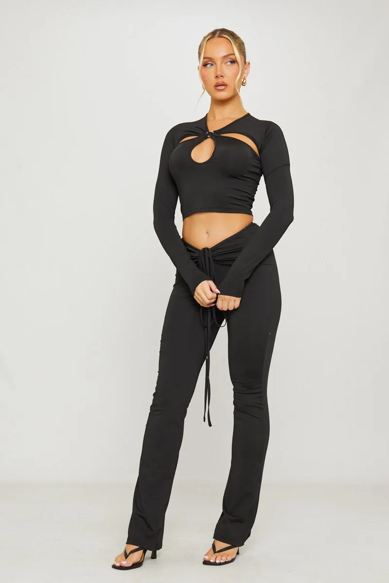 Black Cut Out Detail Long Sleeve Crop Top sold by Nothingbutstyle product image thumbnail 2