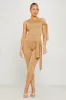 Taupe One Shoulder Knot Detail Top & Capri Pants Co-Ord sold by Nothingbutstyle