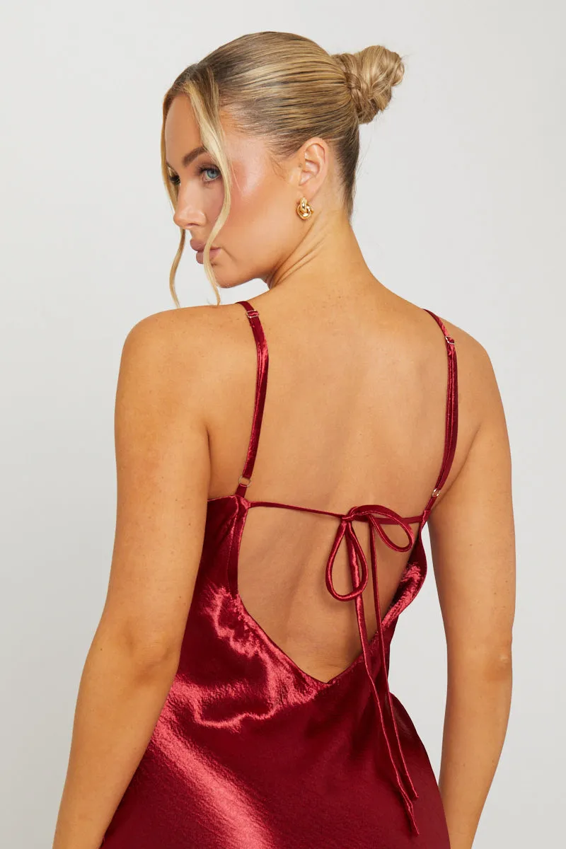 Wine Satin Cowl Neck Slip Maxi Dress sold by Nothingbutstyle product image thumbnail 5