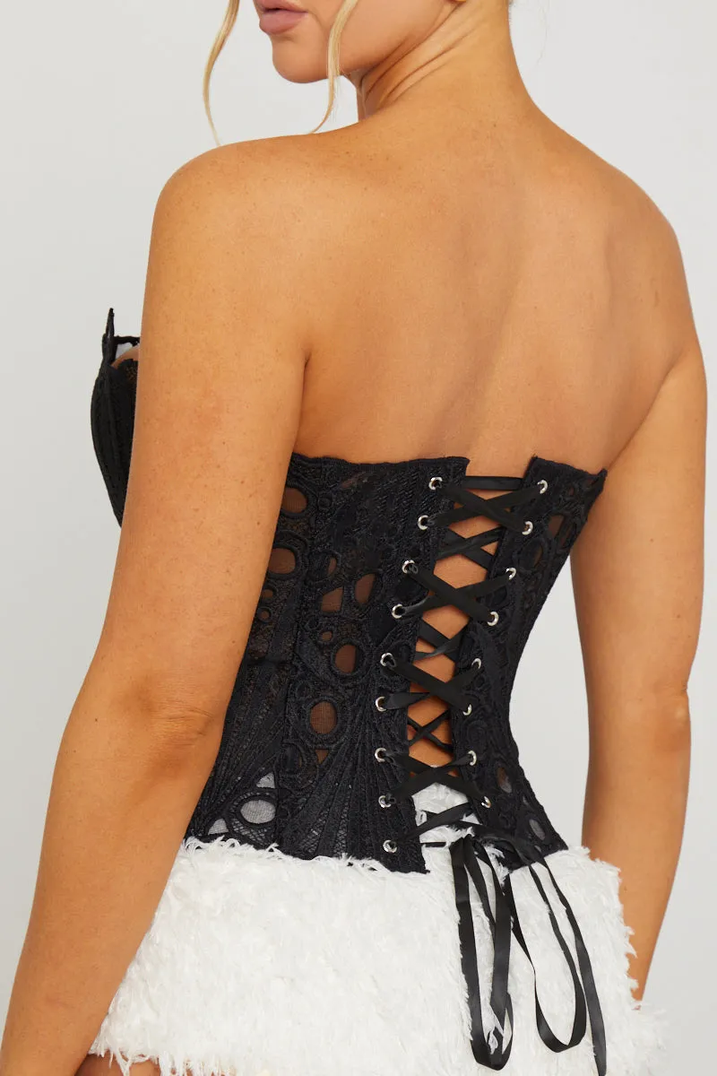 Black Sheer Structured Strapless Corset Top sold by Nothingbutstyle product image thumbnail 5