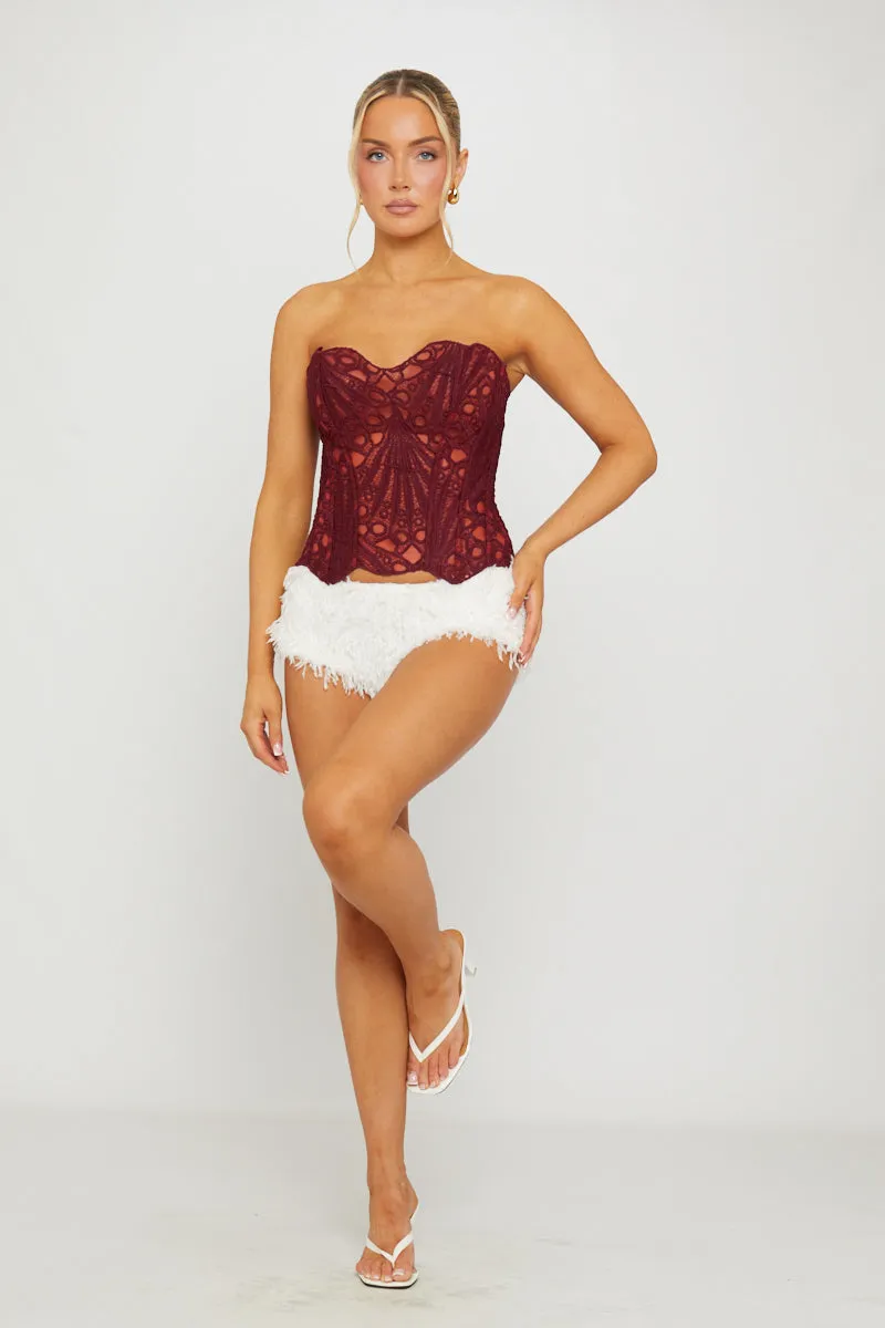 Wine Sheer Structured Strapless Corset Top sold by Nothingbutstyle product image thumbnail 3
