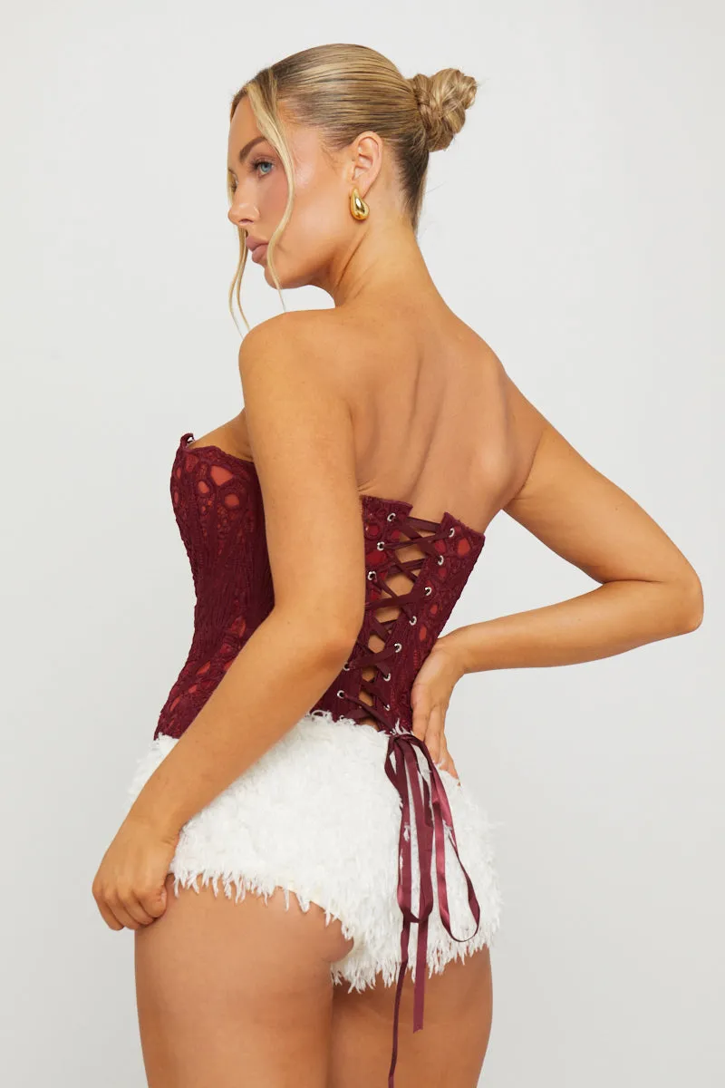 Wine Sheer Structured Strapless Corset Top sold by Nothingbutstyle product image thumbnail 4