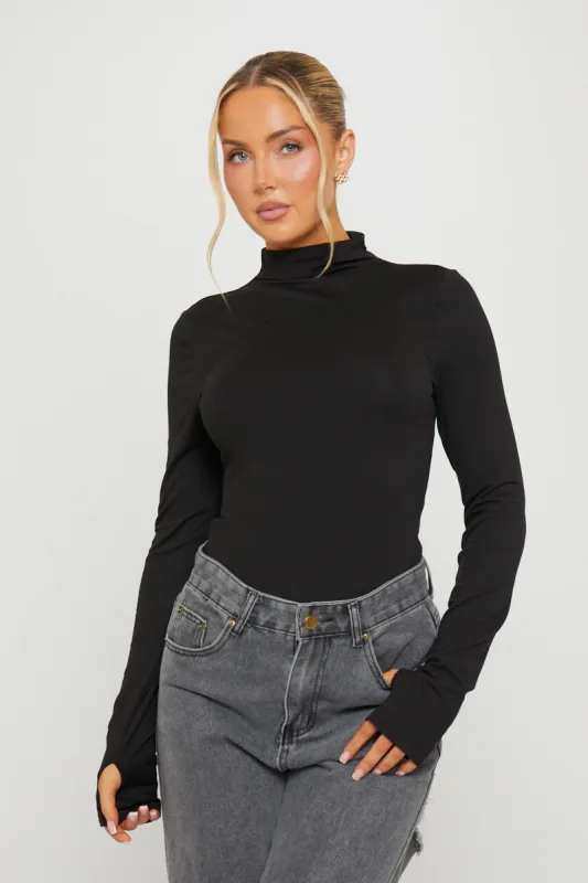 Black High Neck Long Sleeve Top sold by Nothingbutstyle