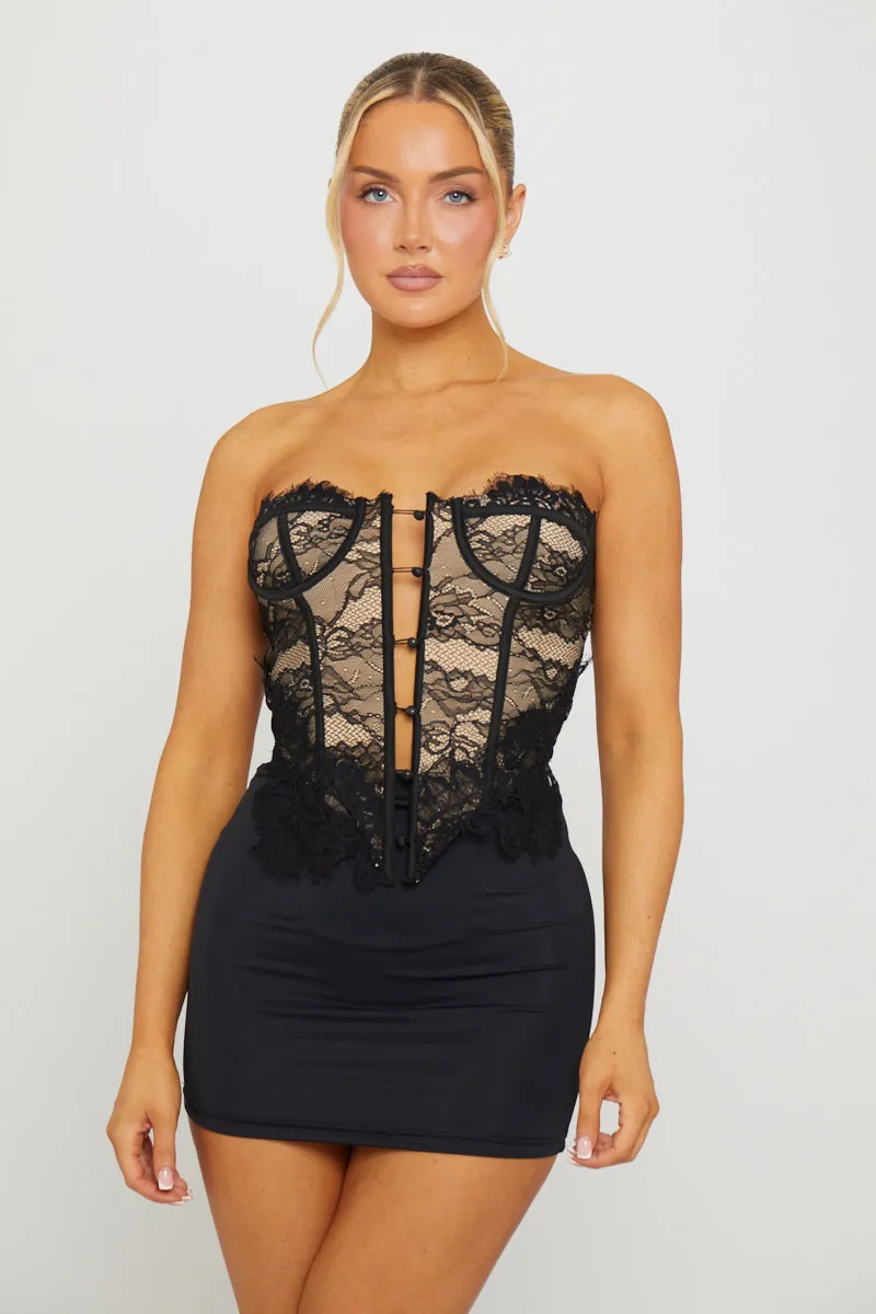 Black Lace Trim Structured Bustier Corset Top sold by Nothingbutstyle product image thumbnail 3