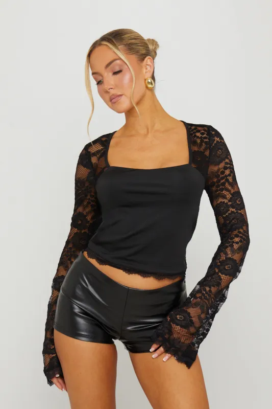 Black Faux Leather Low Rise Shorts sold by Nothingbutstyle