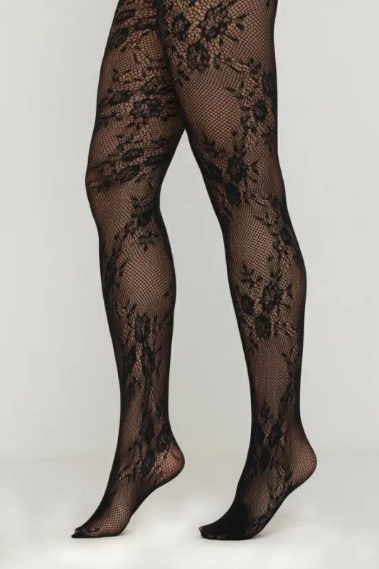 Black Floral Fishnet Tights sold by Nothingbutstyle