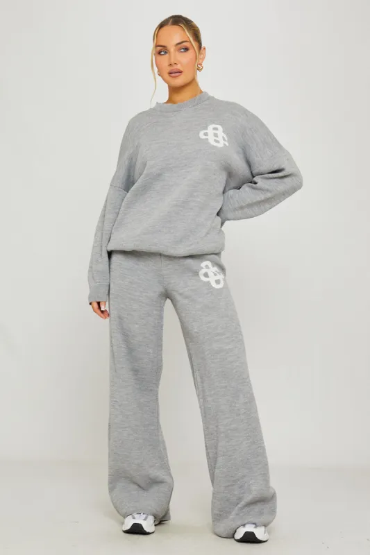 Light Grey Knit Oversized Swirl Detail Sweater & Joggers Co-Ord sold by Nothingbutstyle