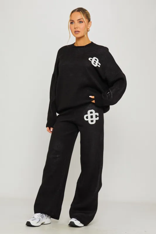 Black Knit Oversized Swirl Detail Sweater & Joggers Co-Ord sold by Nothingbutstyle