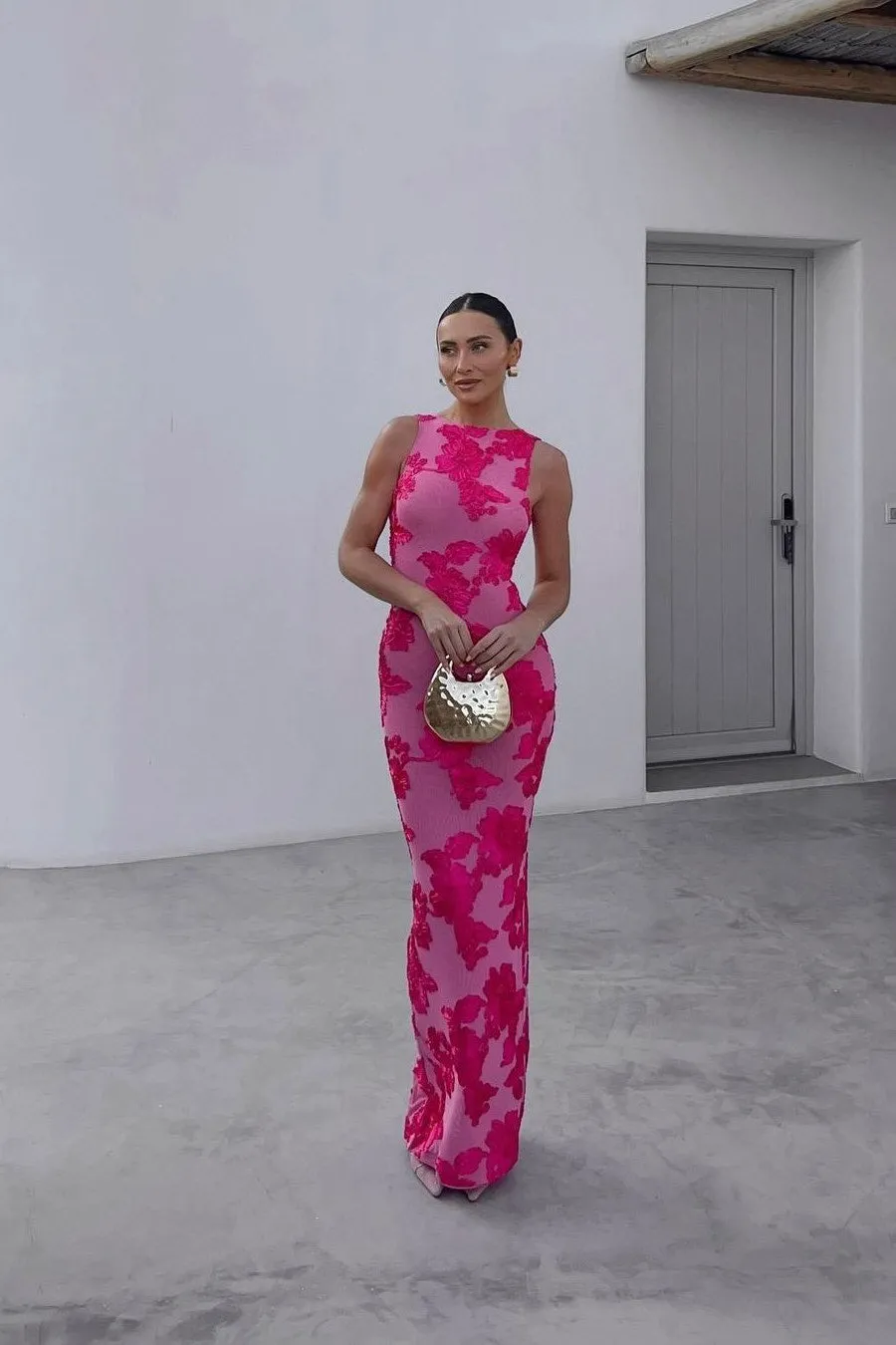 Pink Floral Embroidered Sleeveless Maxi Dress sold by Nothingbutstyle product image thumbnail 3