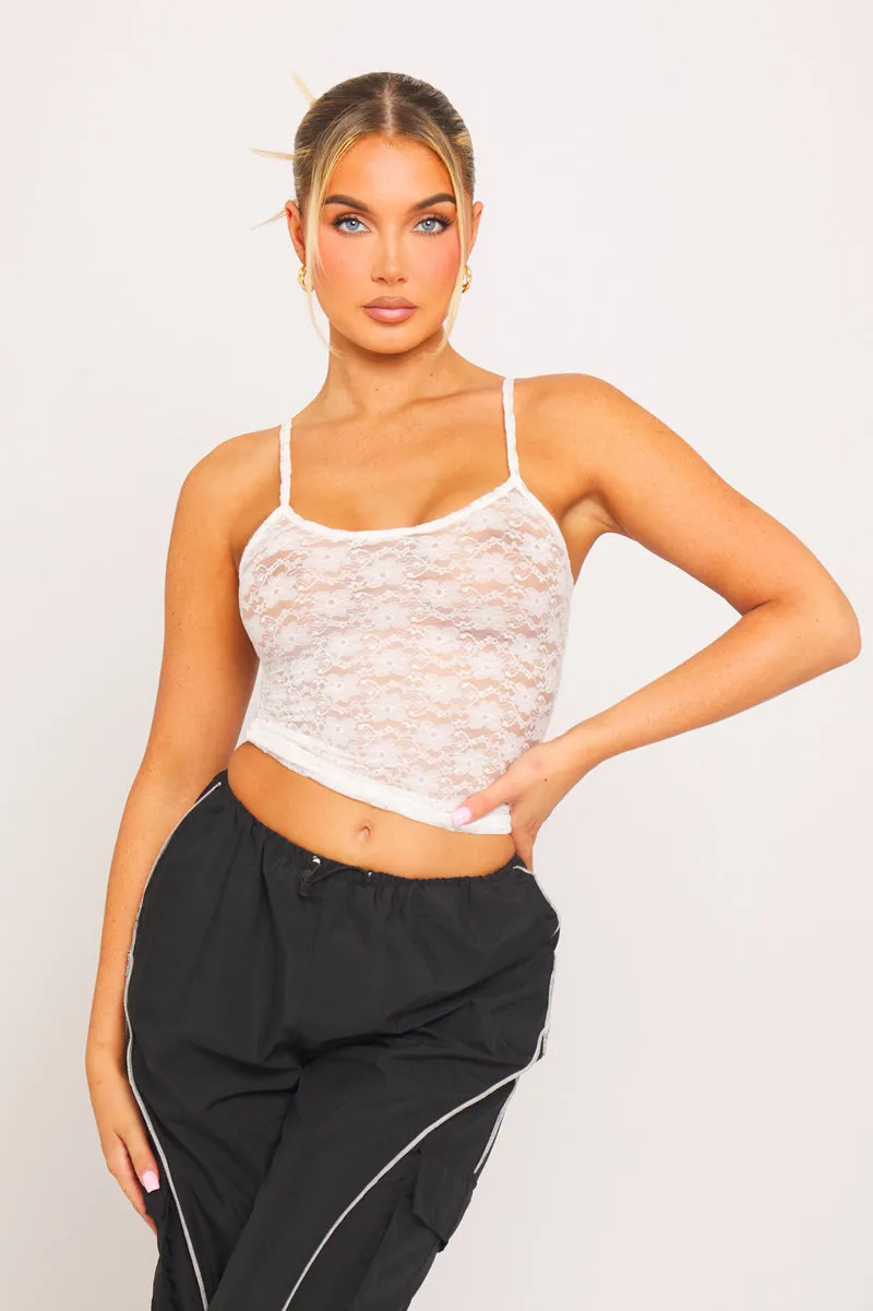 White Sheer Floral Lace Cami Top sold by Nothingbutstyle product image thumbnail 3