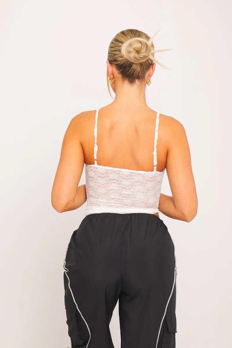 White Sheer Floral Lace Cami Top sold by Nothingbutstyle product image thumbnail 4