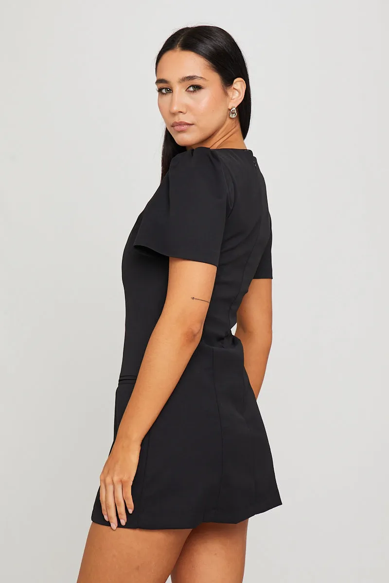 Black Short Sleeve Pleated Pocket Mini Dress sold by Nothingbutstyle product image thumbnail 4