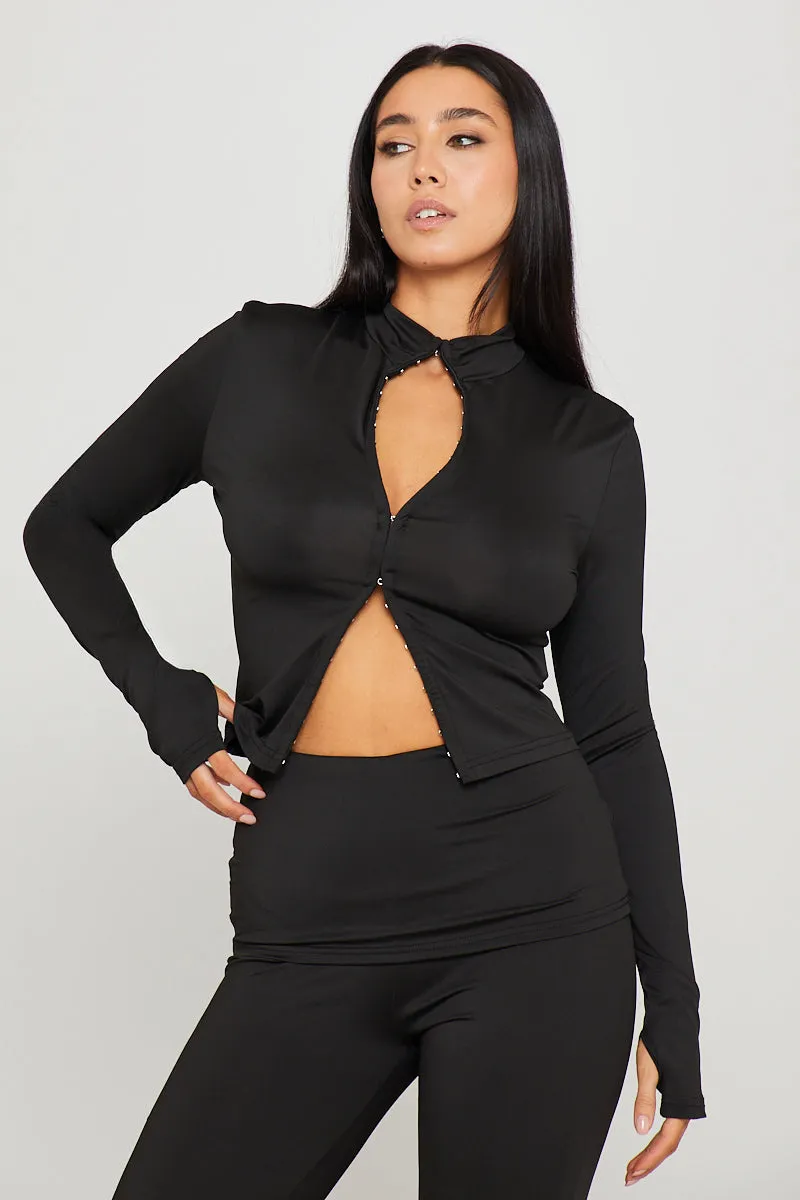 Black High Neck Hook & Eye Top & Leggings Co-Ord sold by Nothingbutstyle product image thumbnail 3