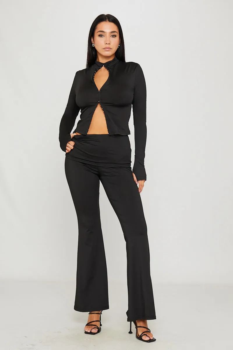Black High Neck Hook & Eye Top & Leggings Co-Ord sold by Nothingbutstyle