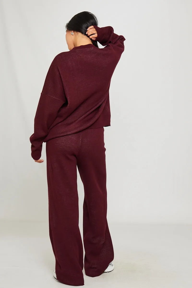 Wine Knit Oversized Swirl Detail Sweater & Joggers Co-Ord sold by Nothingbutstyle product image thumbnail 5